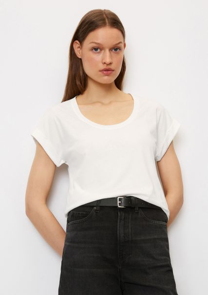 White Cotton T-Shirt Donna T-Shirt Con Maniche Tagliate In Jersey Singolo Leggero Popolarità