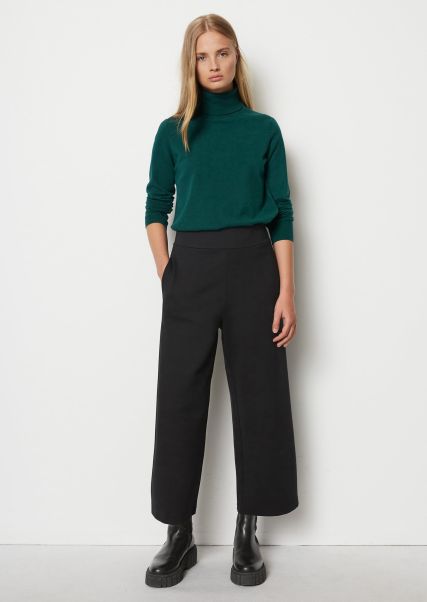 Pantaloni Black Maglia Culotte Larga In Qualità Interlock Marchio Donna